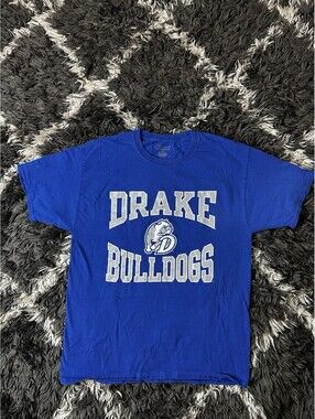 Champion Drake Bulldogs T Shirt Mens Large Blue College NCAA Short Sleeve